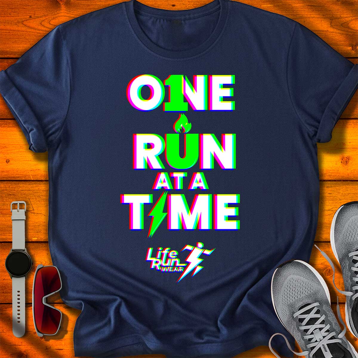 One Run at a Time RGB Glitch T-Shirt DC UF