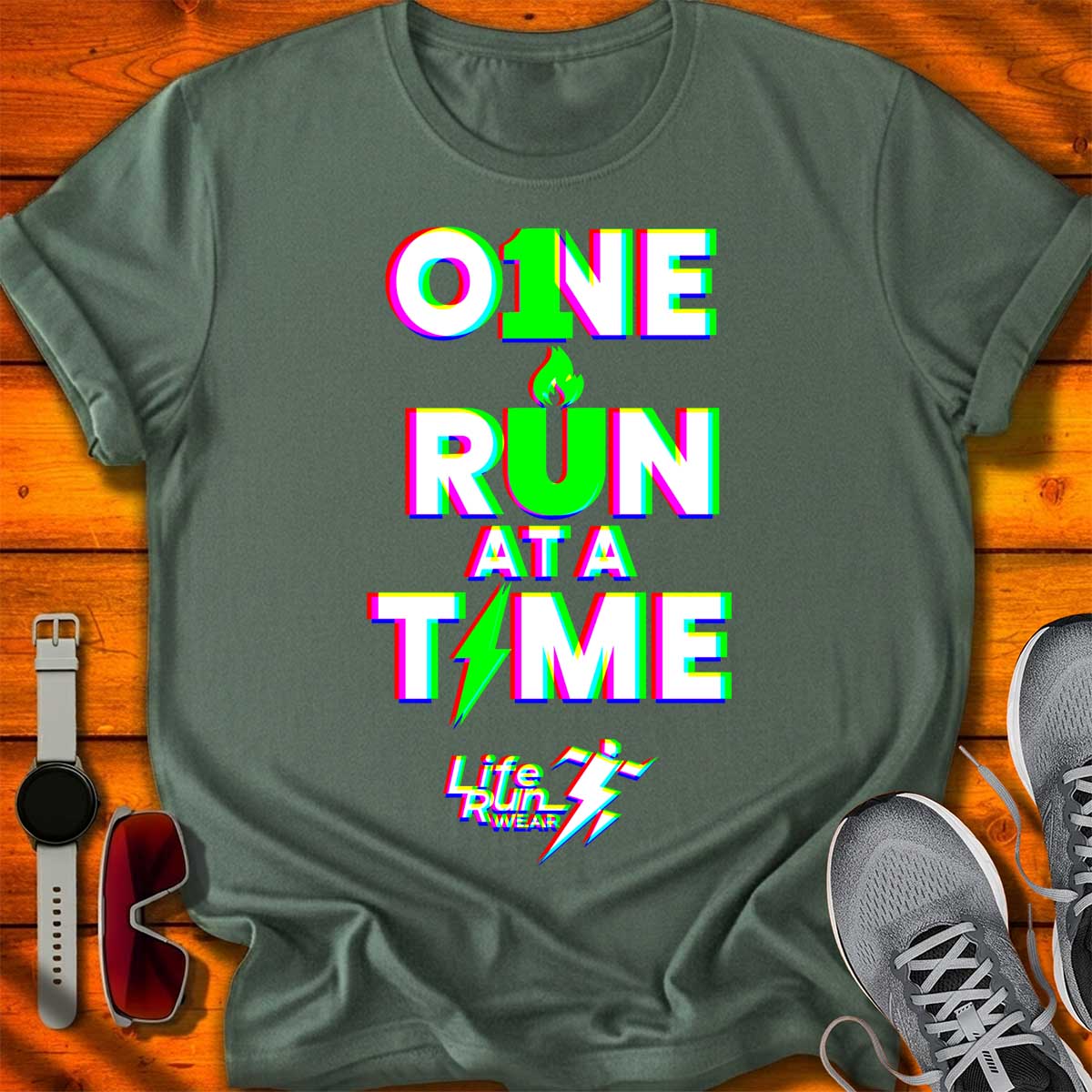 One Run at a Time RGB Glitch T-Shirt DC UF
