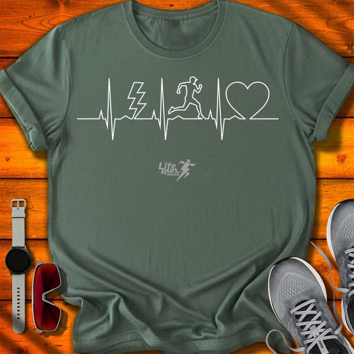 Running ECG Heartbeat T-Shirt DC UF