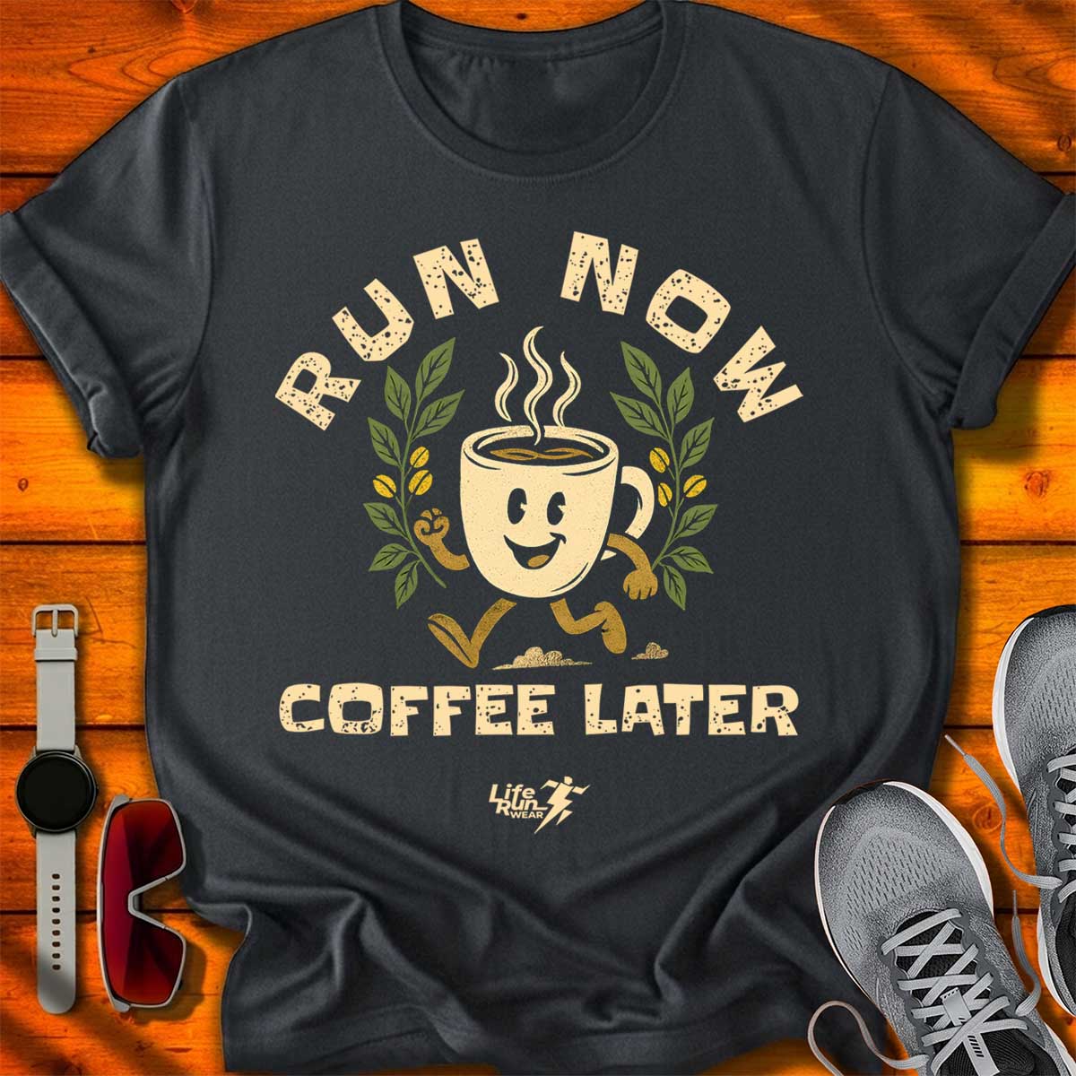 Run Now Coffee Later T-Shirt DC UF