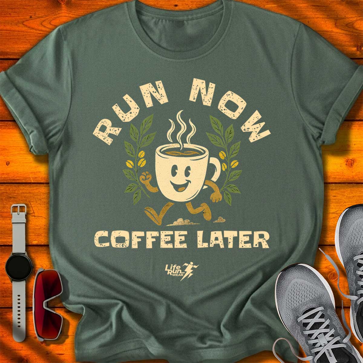 Run Now Coffee Later T-Shirt DC UF