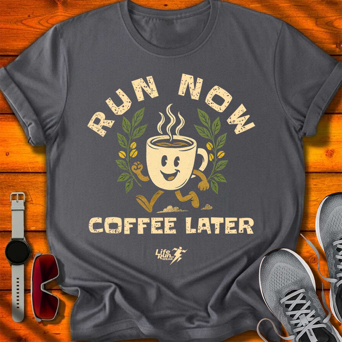 Run Now Coffee Later T-Shirt DC UF