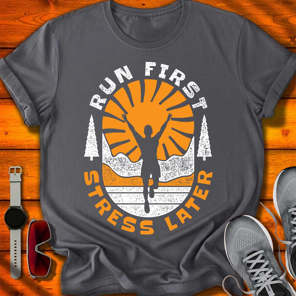 Run First Stress Later T-Shirt DC UF