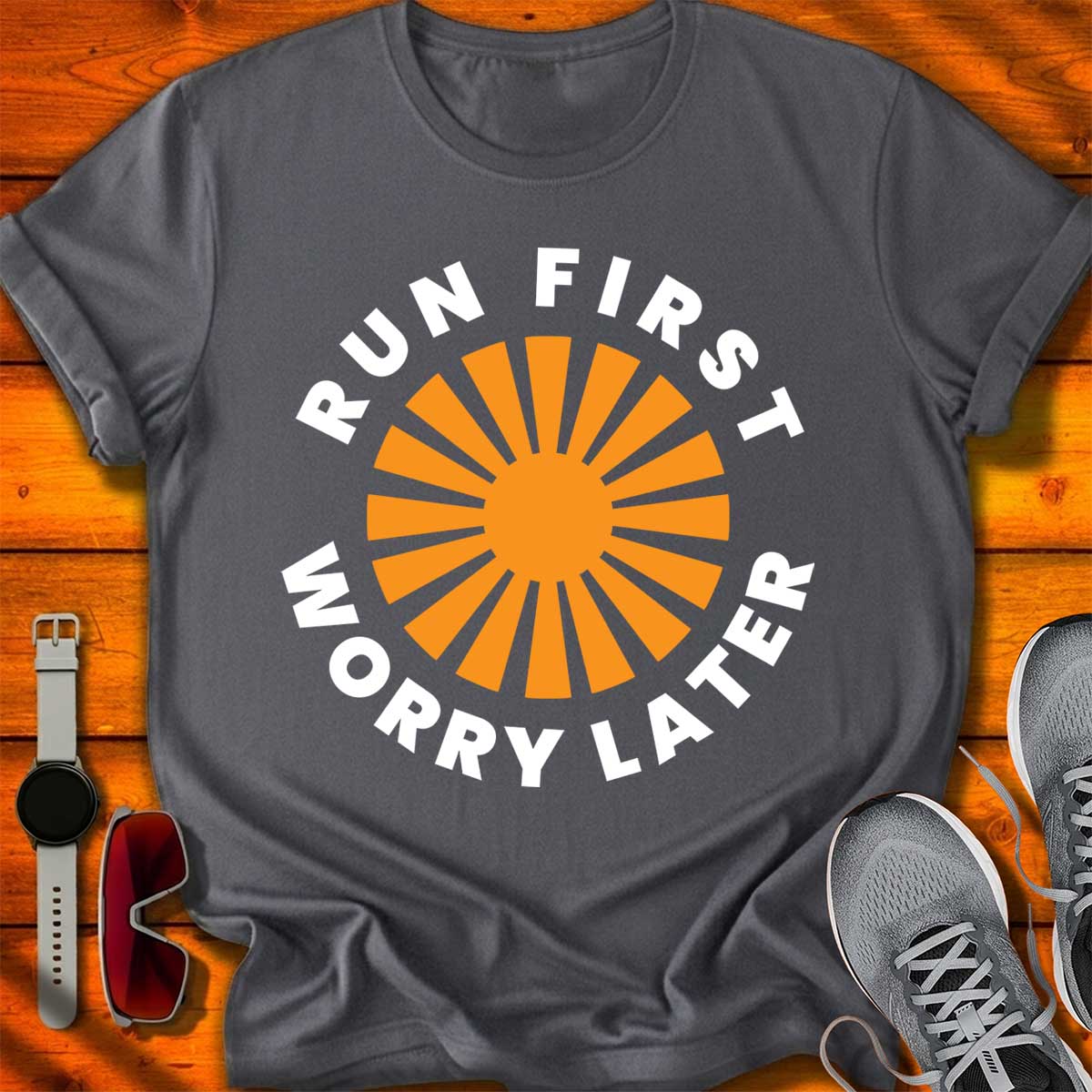 Run First Worry Later — Clean Runner Badge T-Shirt DC UF