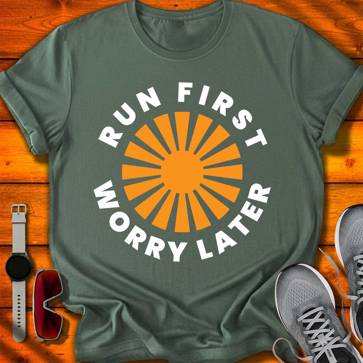 Run First Worry Later — Clean Runner Badge T-Shirt DC UF