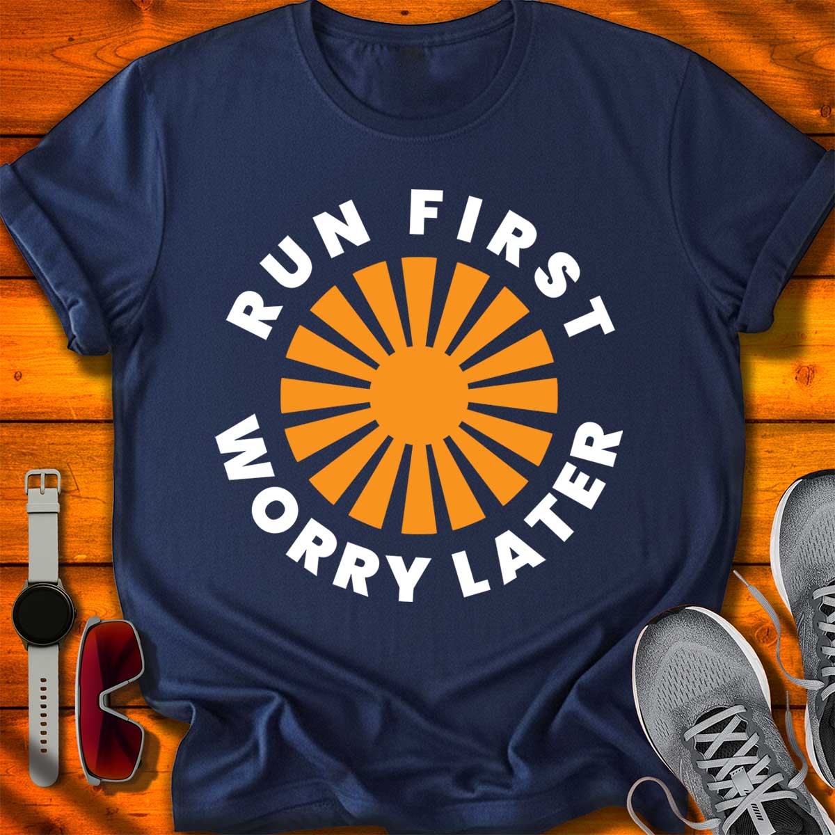 Run First Worry Later — Clean Runner Badge T-Shirt DC UF