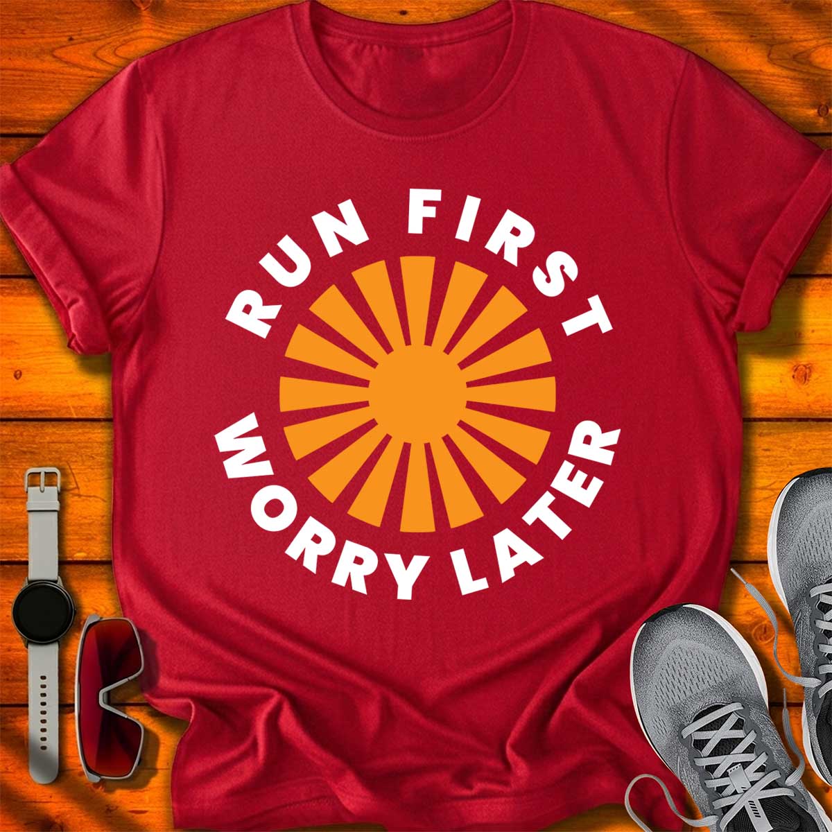 Run First Worry Later — Clean Runner Badge T-Shirt DC UF