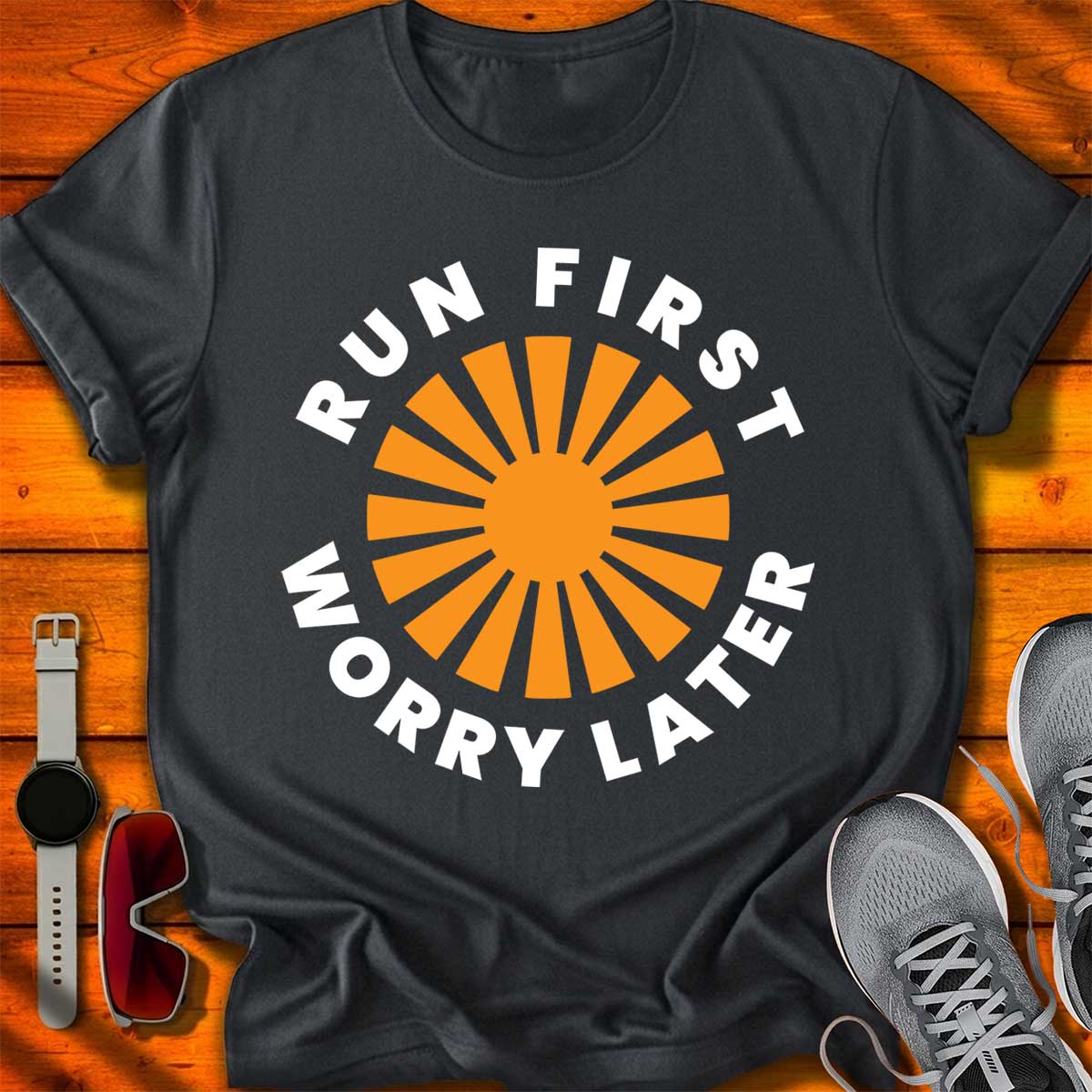 Run First Worry Later — Clean Runner Badge T-Shirt DC UF
