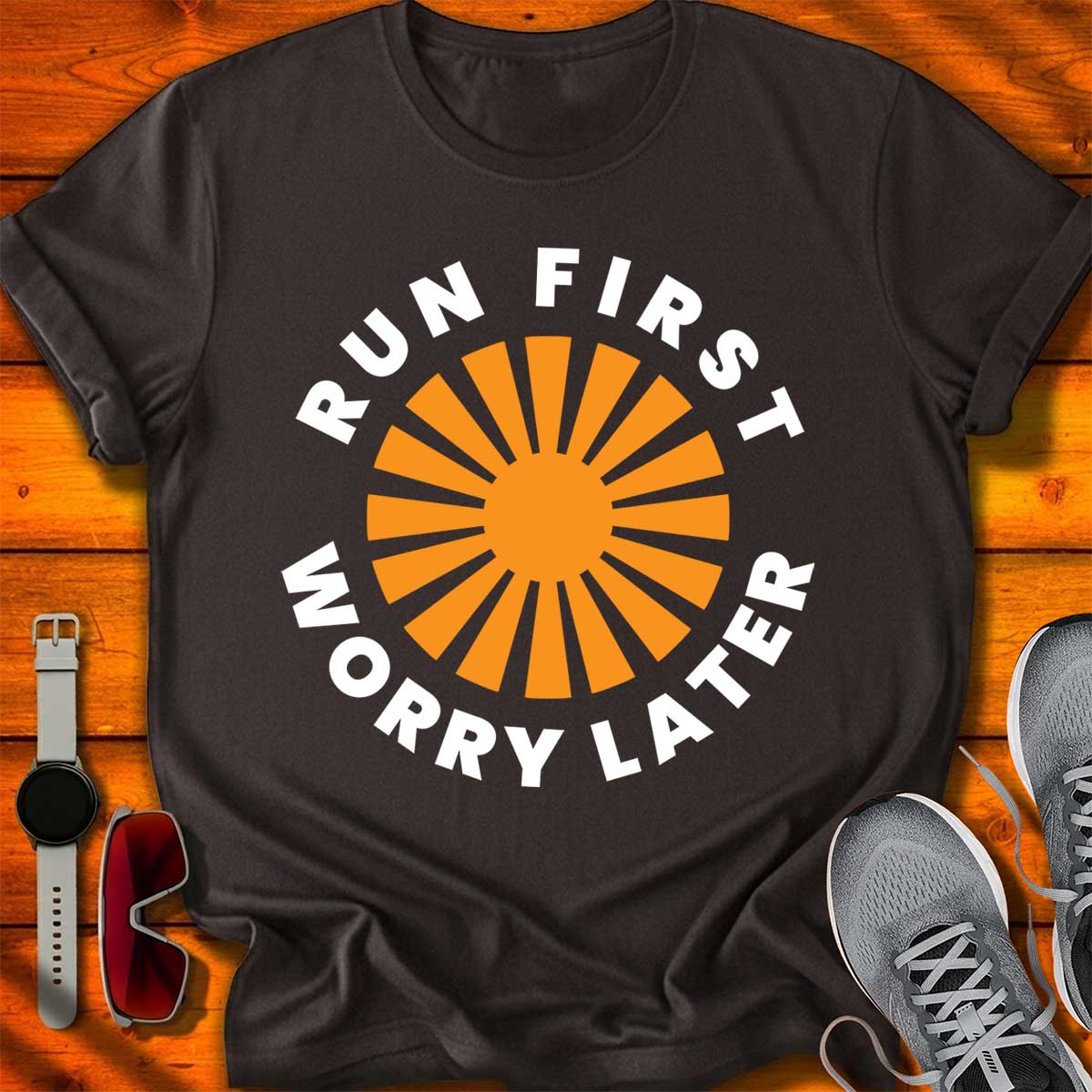Run First Worry Later — Clean Runner Badge T-Shirt DC UF