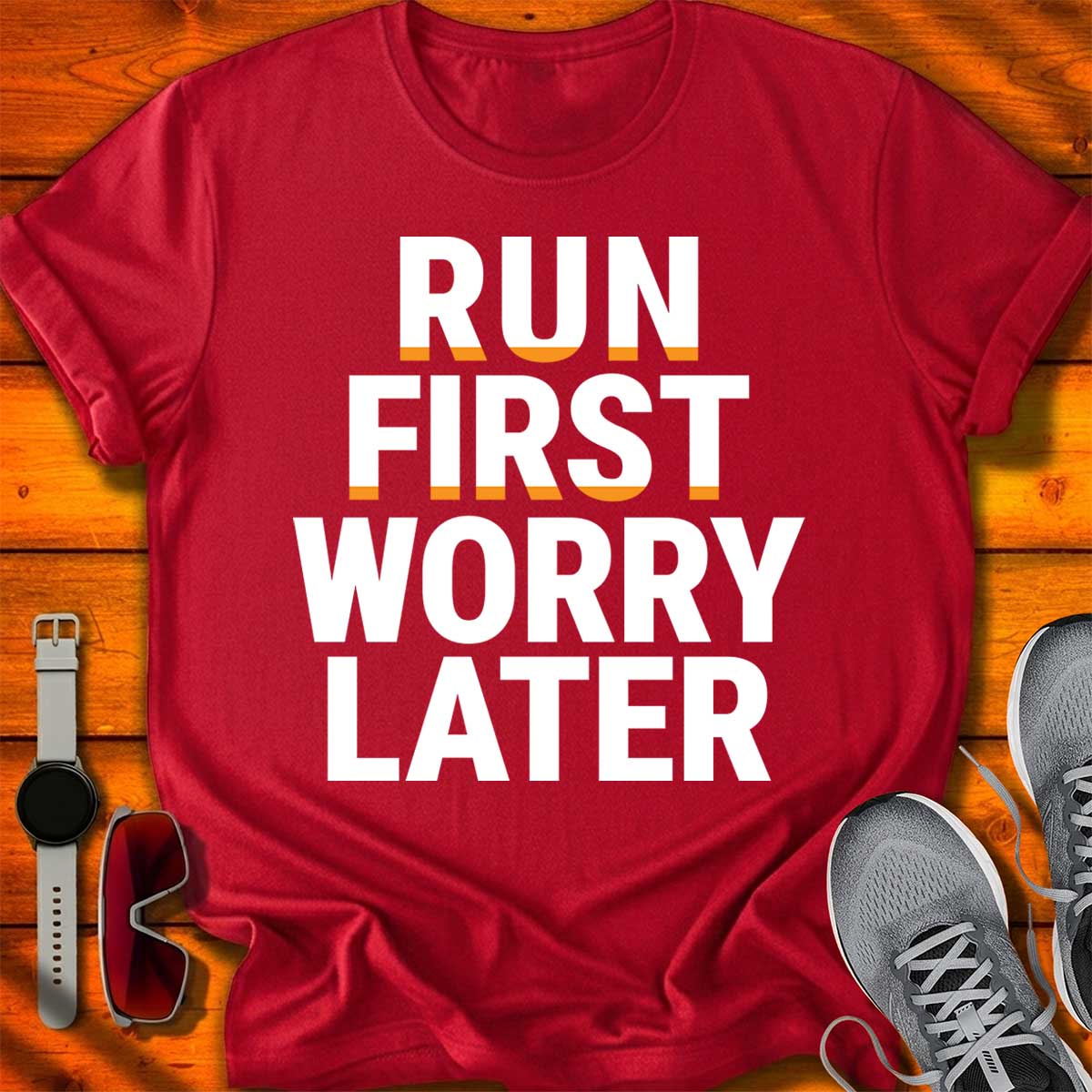 Run First Worry Later — Bold Statement T-Shirt DC UF