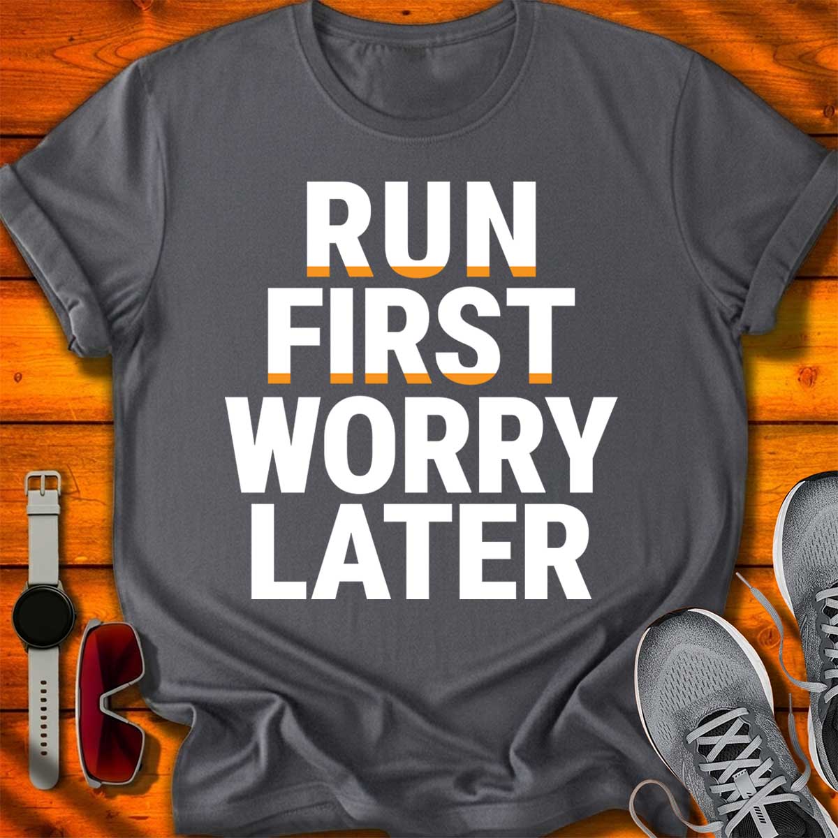 Run First Worry Later — Bold Statement T-Shirt DC UF