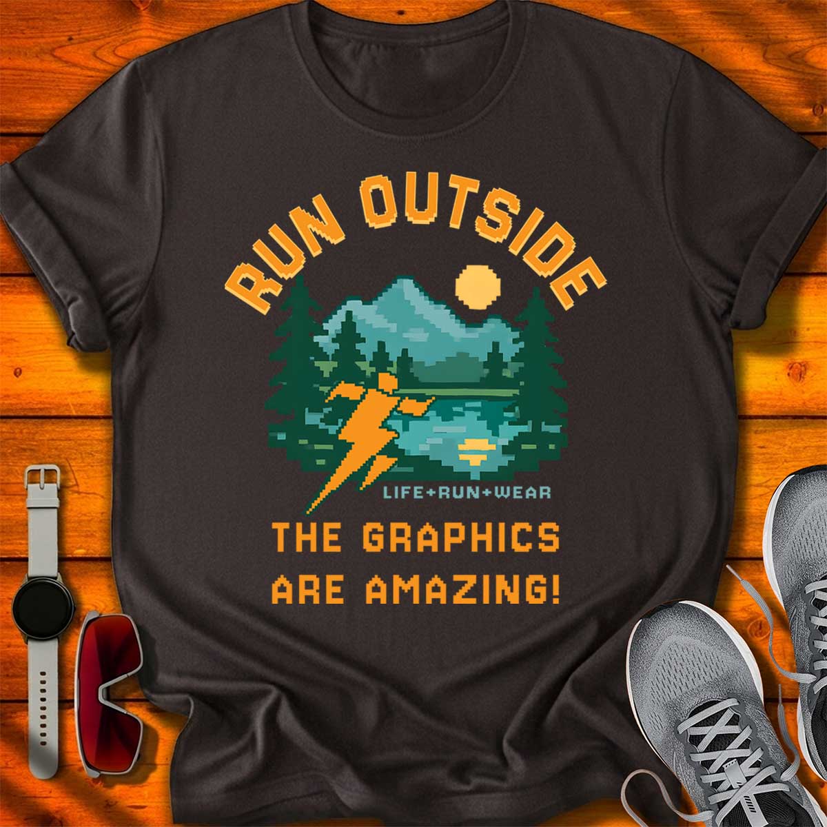 Run Outside Pixelated Gamer T-Shirt DC UF