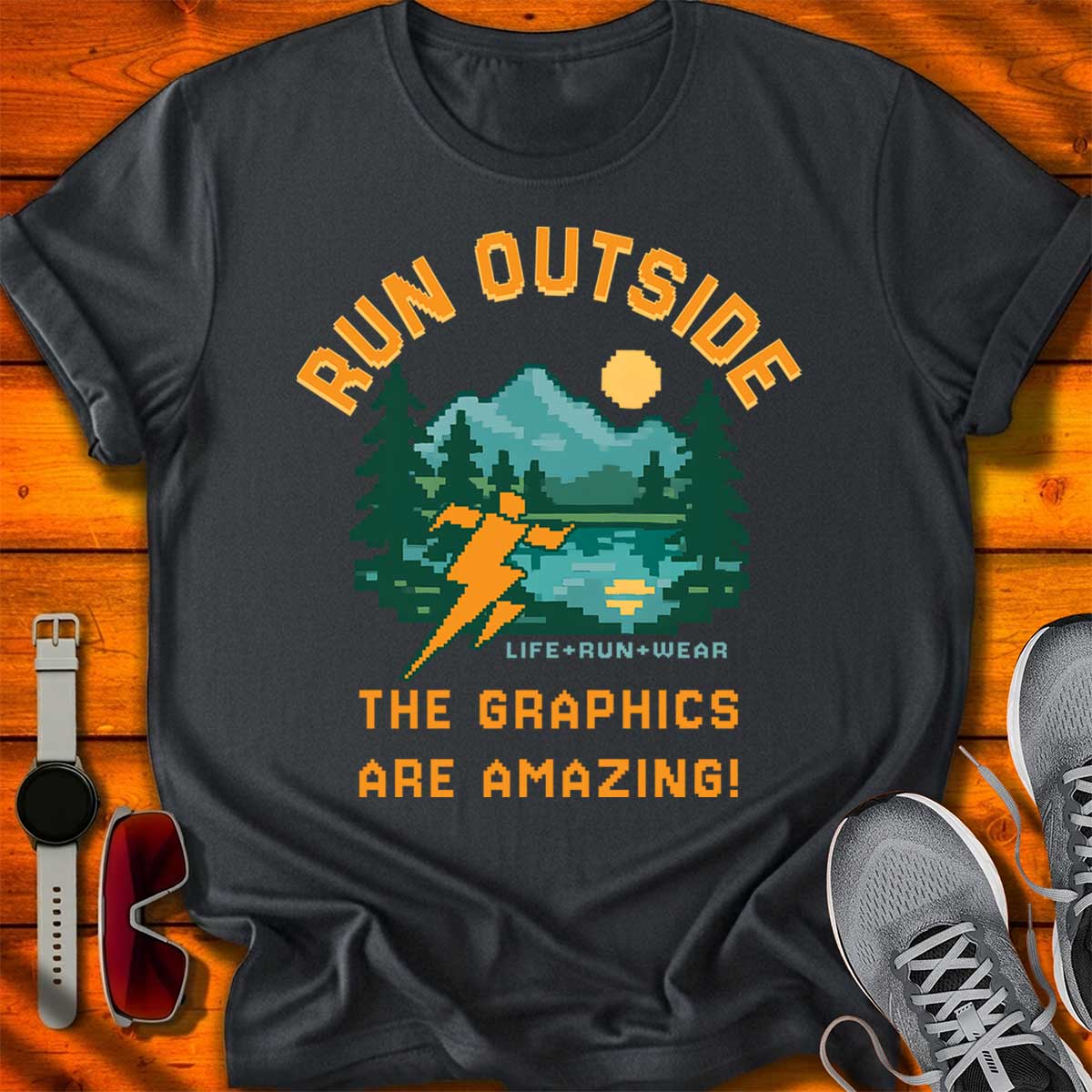 Run Outside Pixelated Gamer T-Shirt DC UF