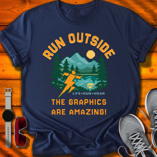 Run Outside Pixelated Gamer T-Shirt DC UF