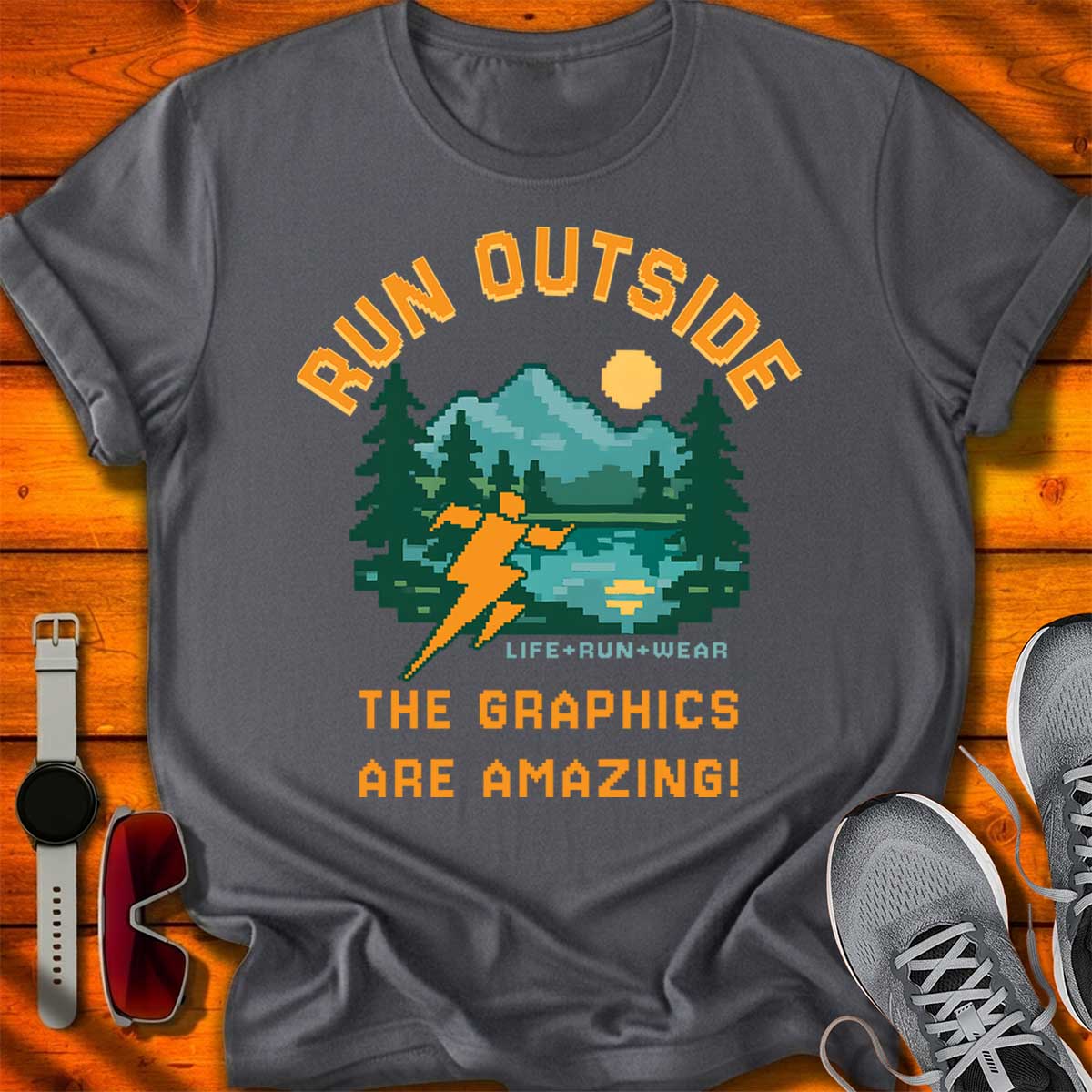 Run Outside Pixelated Gamer T-Shirt DC UF