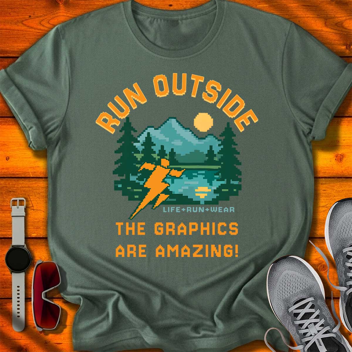 Run Outside Pixelated Gamer T-Shirt DC UF