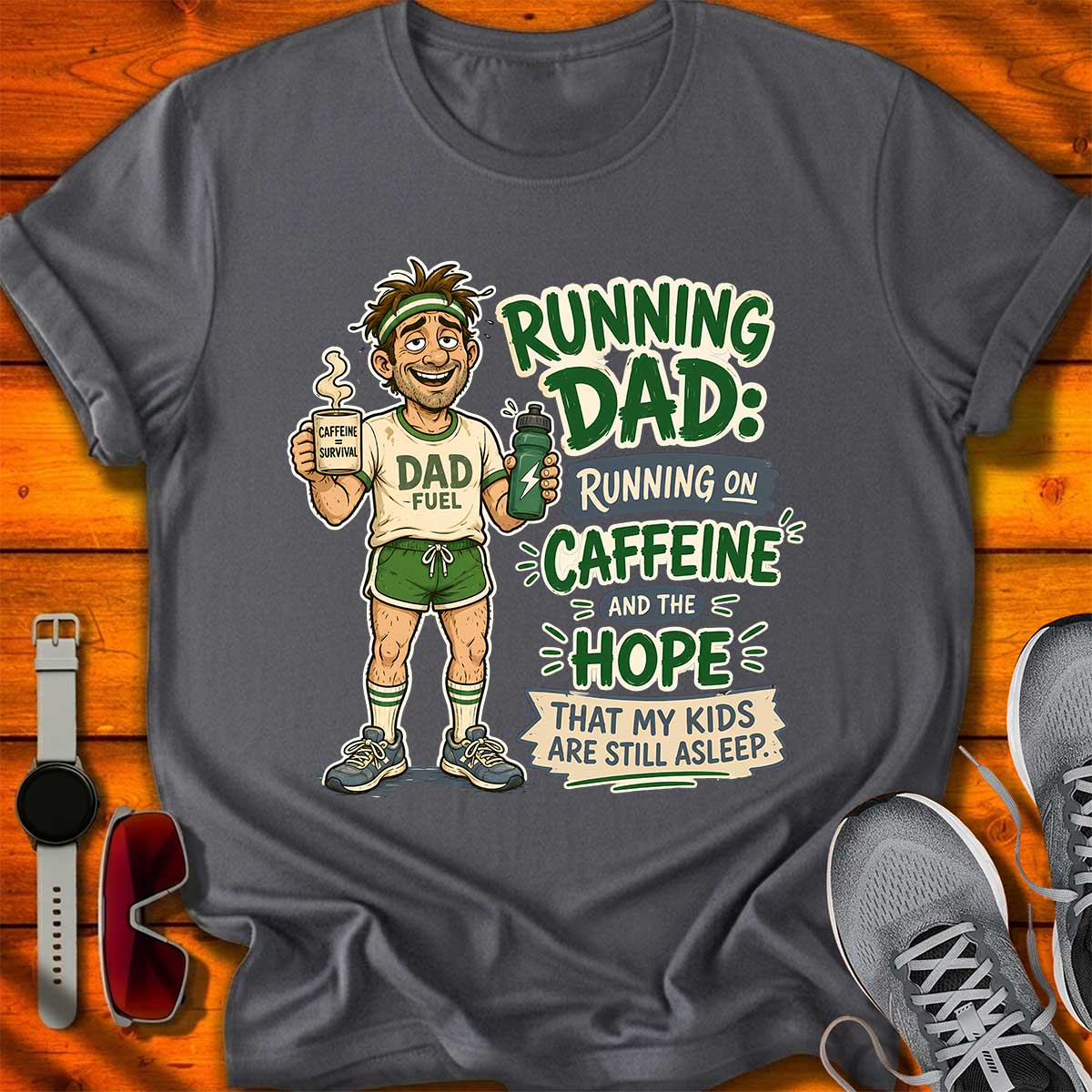 Dad Running on Caffeine T-Shirt DC UF