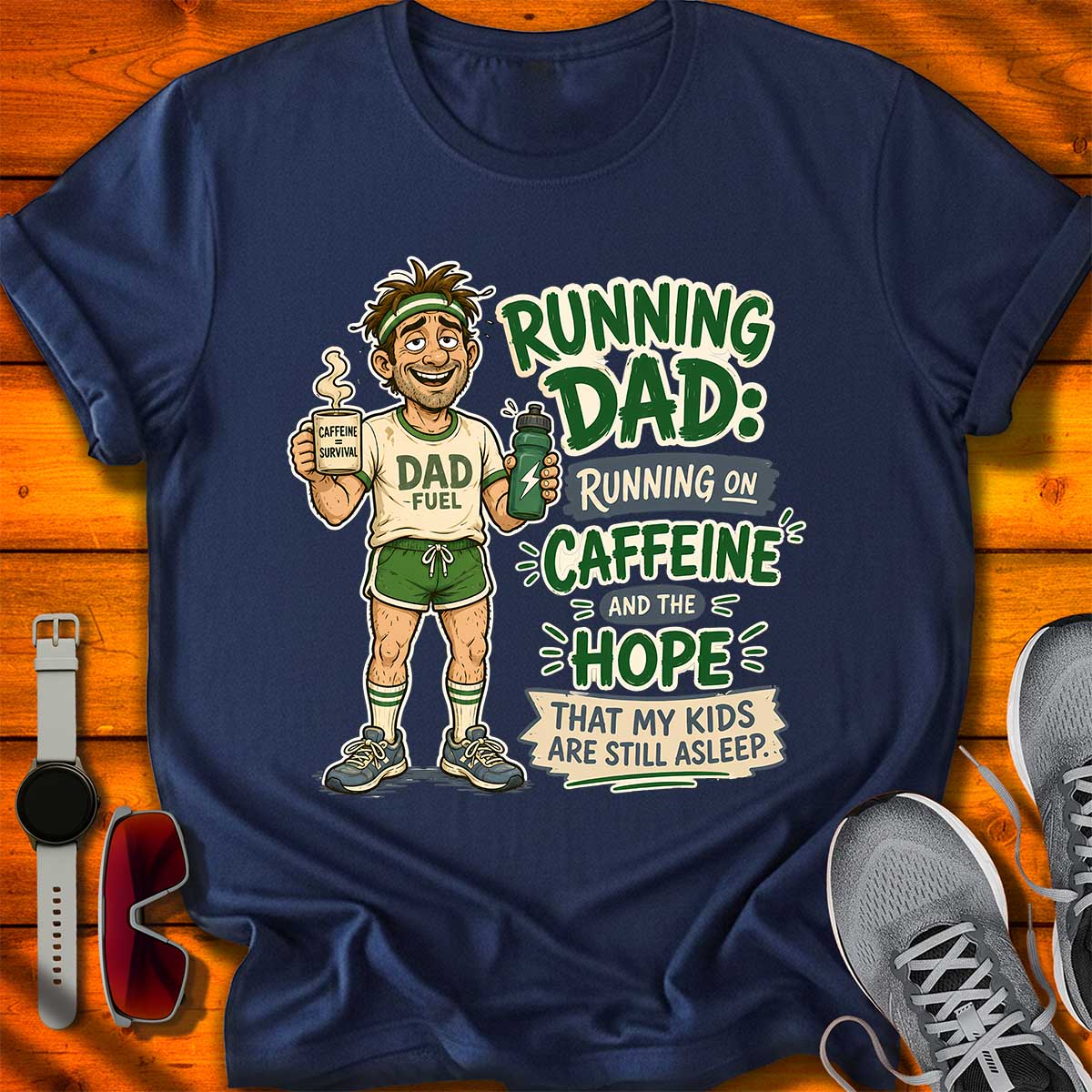 Dad Running on Caffeine T-Shirt DC UF
