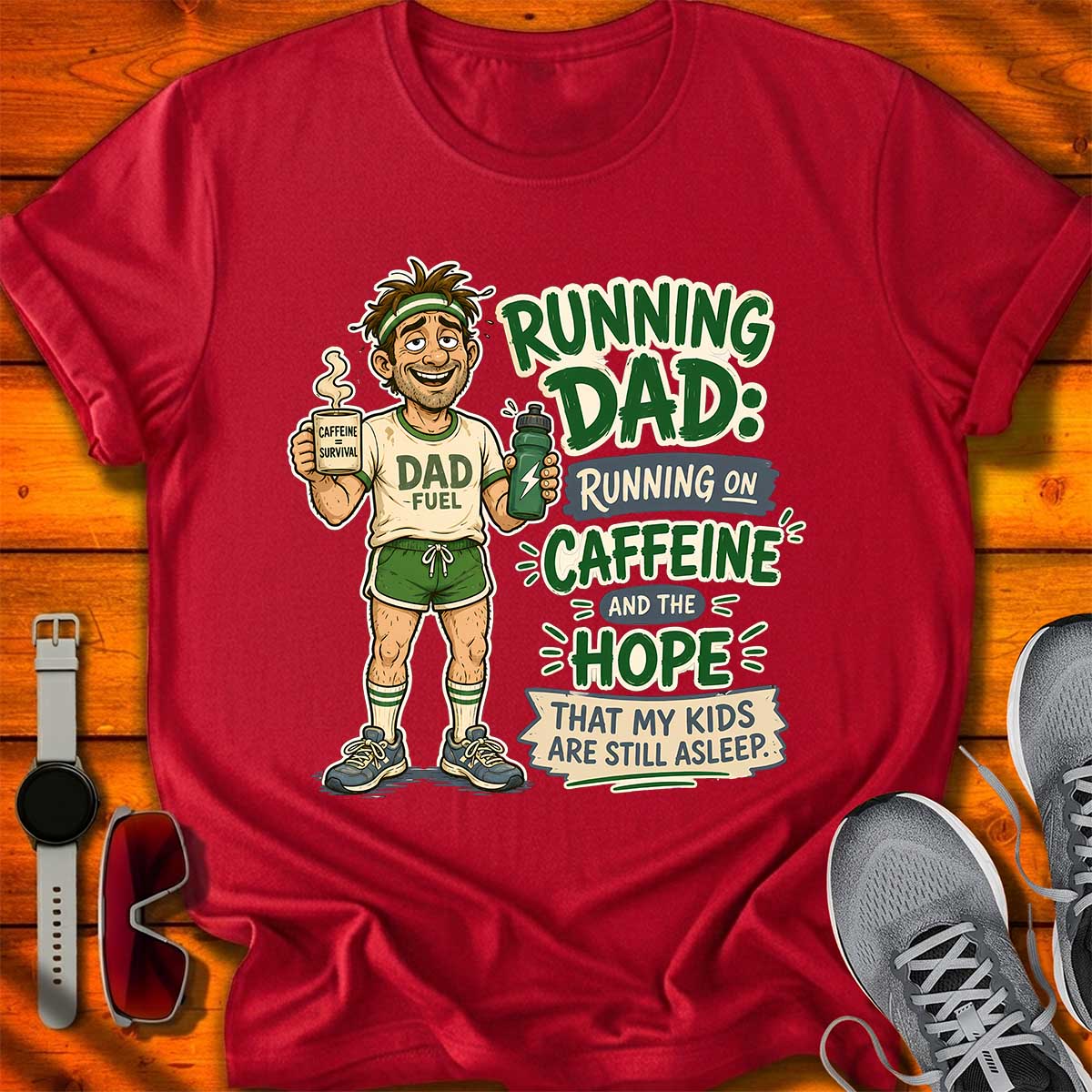 Dad Running on Caffeine T-Shirt DC UF