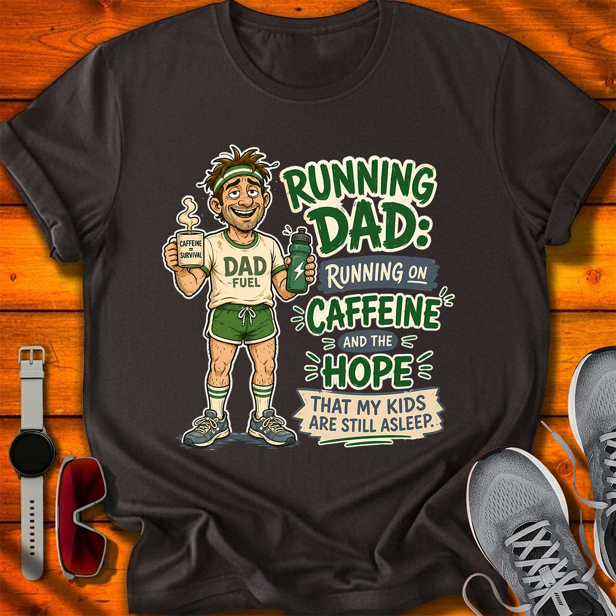 Dad Running on Caffeine T-Shirt DC UF