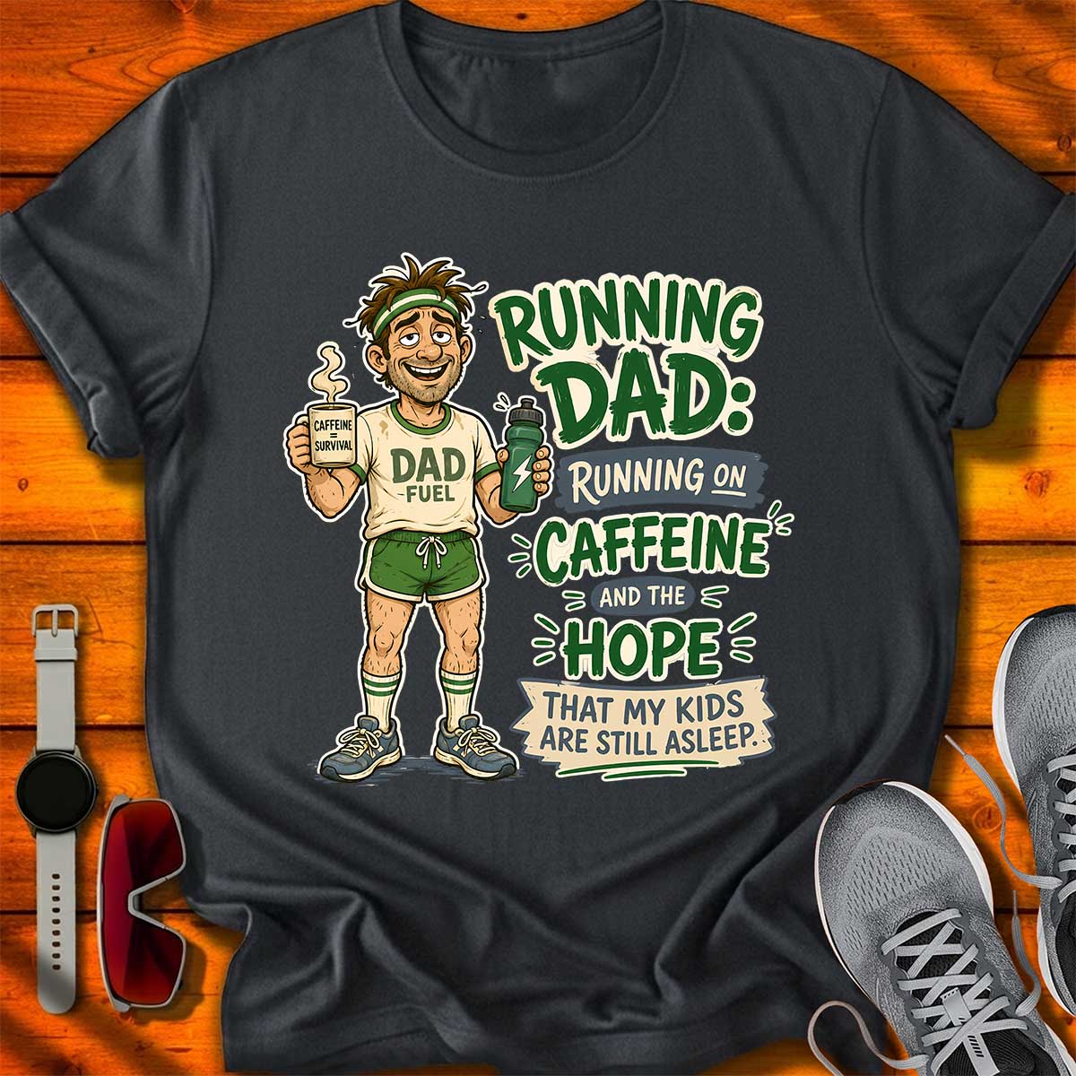 Dad Running on Caffeine T-Shirt DC UF